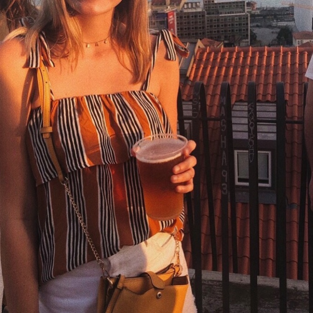 Striped Tank with Tie Straps